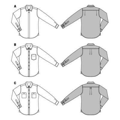 Střih Burda číslo 6874 pánská košile, košile se skrytým zapínáním