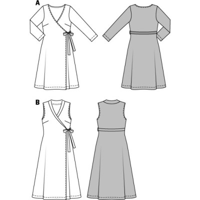 Střih Burda číslo 6759 zavinovací šaty, žerzejové šaty, midi šaty