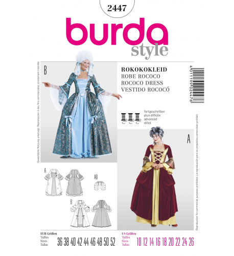 Střih Burda číslo 2447 rokokové šaty