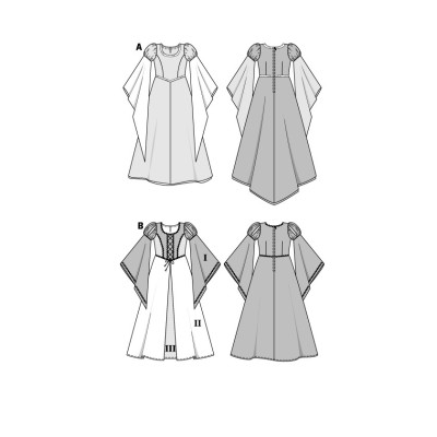 Střih Burda číslo 2463 dětské středověké šaty, šaty pro princeznu / vílu