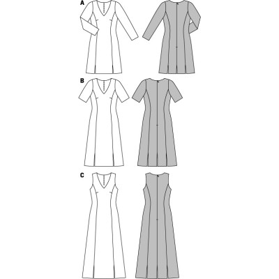 Střih Burda číslo 6894 áčkové šaty, midi šaty, dlouhé šaty