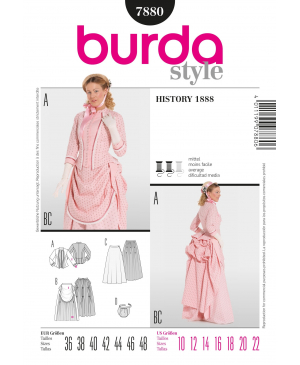 Střih Burda číslo 7880 viktoriánské šaty (rok 1888)