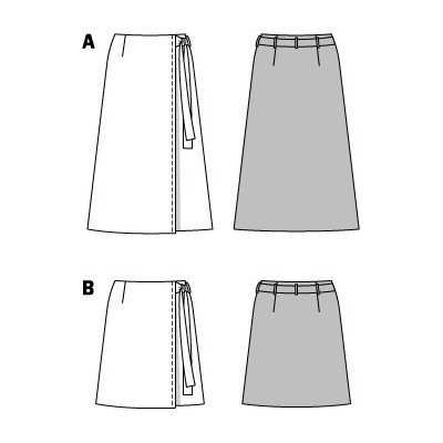 Střih Burda 6733, návod na šití: zavinovací sukně