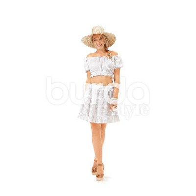 Střih Burda číslo 6684 jednoduché letní šaty, halenka Carmen