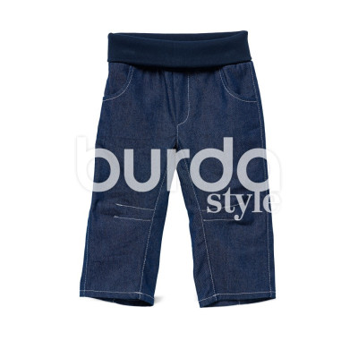 Střih Burda číslo 9359 dětské džínové kalhoty, tříčtvrteční kalhoty