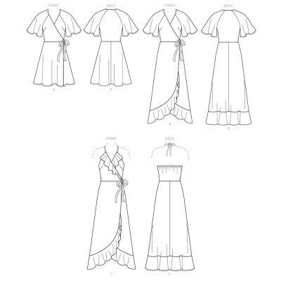 Střih Butterick 6554 zavinovací šaty, šaty za krk