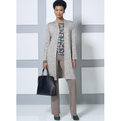 Střih Butterick 6495 overal, šaty, tričko, kardigan, kalhoty