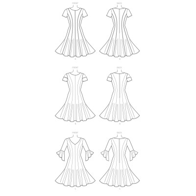 Střih Butterick 6514 šaty se širokou sukní