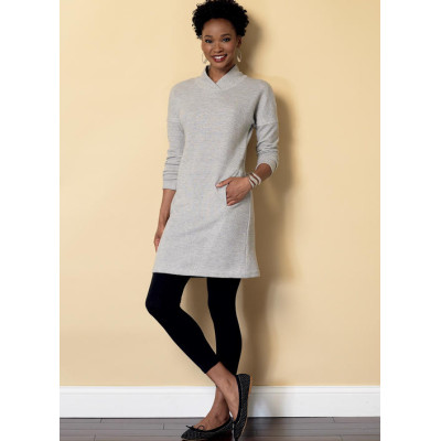 Střih Butterick 6388 mikinové šaty, top, vesta, kalhoty