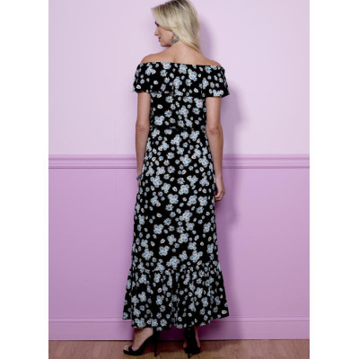 Střih Butterick 6451 halenkové šaty s gumou v pase, dlouhé šaty