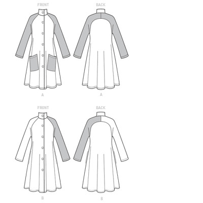 Střih Butterick 6254 kabát, kabátové šaty