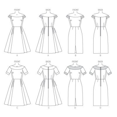 Střih Butterick 6129 krátké plesové šaty, šaty se spadlými rameny