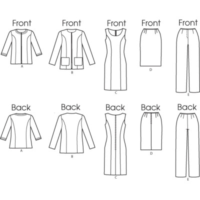 Střih Butterick 5719 sako, šaty, sukně, kalhoty