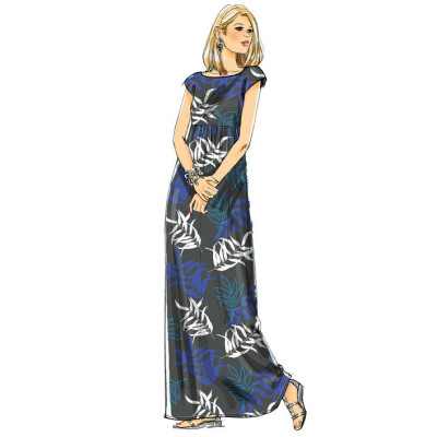 Střih Butterick 5456 tričkové šaty, maxi šaty