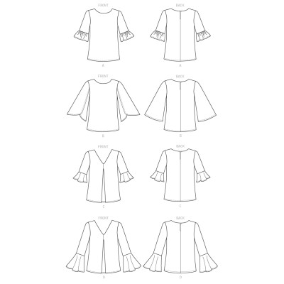 Střih Butterick 6456 halenka (4 varianty)