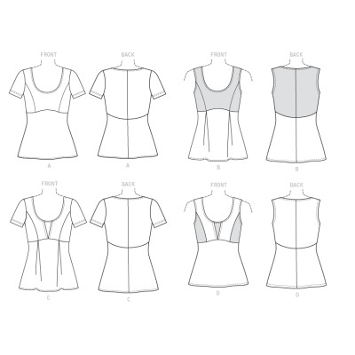 Střih Butterick 6458 funkční tričko, sportovní tričko, sportovní tílko