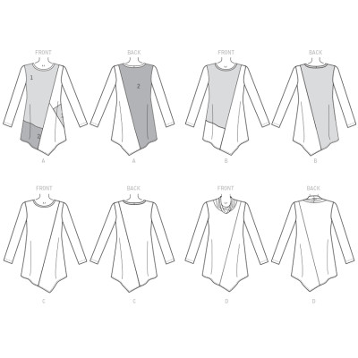 Střih Butterick 6377 tričko s dlouhým rukávem, rolák