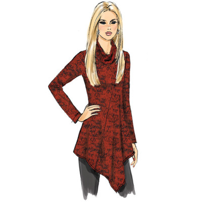 Střih Butterick 6377 tričko s dlouhým rukávem, rolák