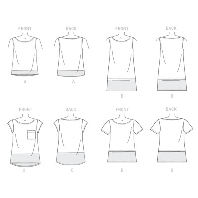 Střih Butterick 6214 volné tričko, tílko