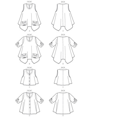 Střih Butterick 6056 propínací halenka, tunika