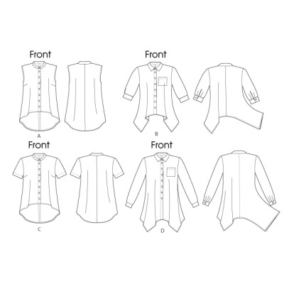 Střih Butterick 5786 košile (4 varianty)