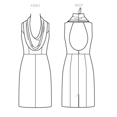 Střih Vogue 1531 pouzdrové šaty s variabilním límcem, Lialia by Julia Alarcon