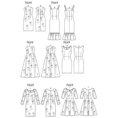 Střih Vogue 8766 korzetové šaty, pouzdrové šaty, šaty s kolovou sukní