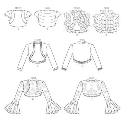 Střih Vogue 8957 bolerko (4 varianty)