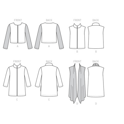 Střih Butterick 6328 sako, vesta (4 varianty)