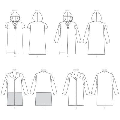 Střih Butterick 6394 kabát s kapucí (4 varianty)