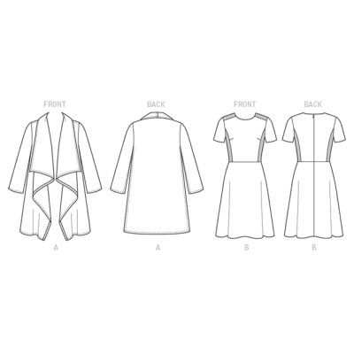 Střih Butterick 6244 kabát, áčkové šaty