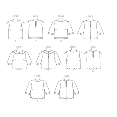 Střih Butterick 6175 krátké tričko, krajkové tričko, top