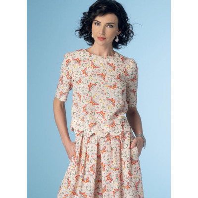 Střih Butterick 6175 krátké tričko, krajkové tričko, top