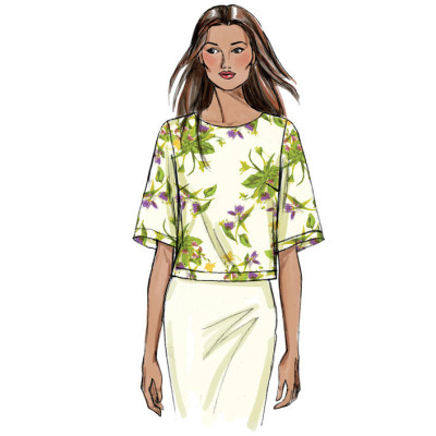 Střih Butterick 6175 krátké tričko, krajkové tričko, top