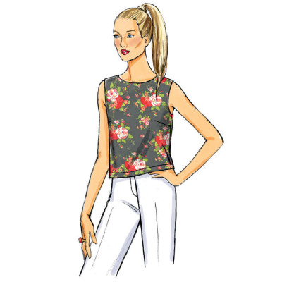 Střih Butterick 6175 krátké tričko, krajkové tričko, top