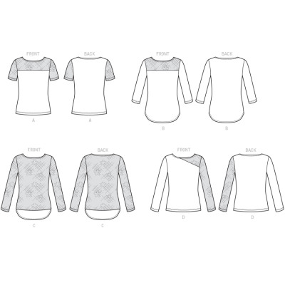 Střih Butterick 6418 tričko (4 varianty)