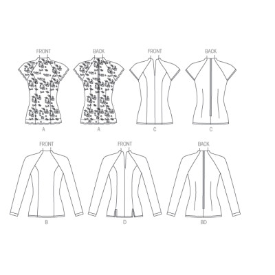 Střih Butterick 6134 halenka se stojáčkem (4 varianty)