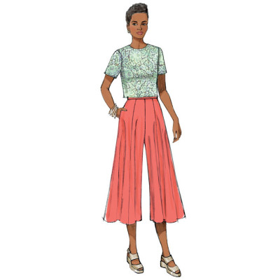 Střih Butterick 6179 kolová sukně, culottes, kalhotová sukně
