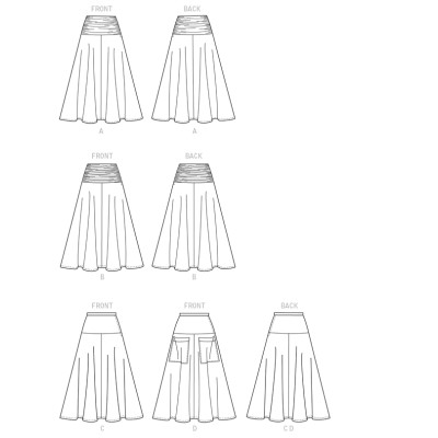 Střih Butterick 6249 kolová sukně, dlouhá sukně