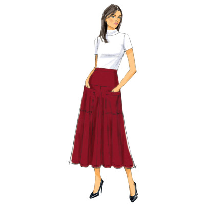 Střih Butterick 6249 kolová sukně, dlouhá sukně