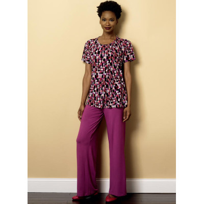 Střih Butterick 6262 tričko, kalhoty s gumou v pase, domácí oblečení, pyžamo