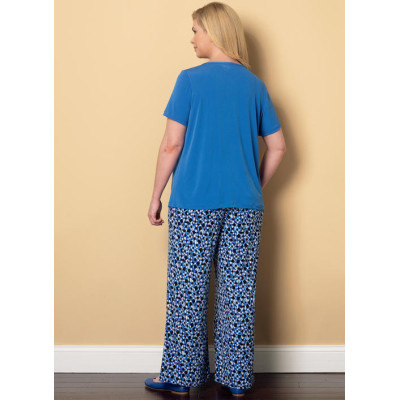 Střih Butterick 6262 tričko, kalhoty s gumou v pase, domácí oblečení, pyžamo