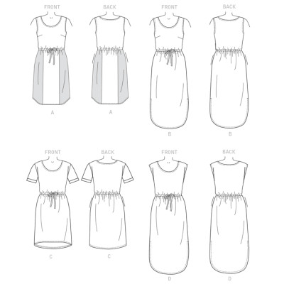 Střih Butterick 6210 tričkové šaty se stahováním v pase