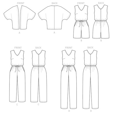 Střih Butterick 6224 overal, kimonové sako