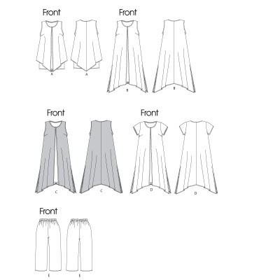 Střih Butterick 5655 šaty, tunika, kalhoty s gumou v pase