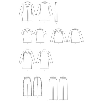 Střih Butterick 6428 pyžamo, noční košile, župan