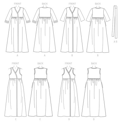 Střih Butterick 6300 dlouhá noční košile, župan