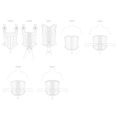 Střih Butterick 4254 historický korzet (4 varianty)