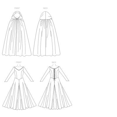 Střih Butterick 4377 šaty se šněrováním, kápě, Guinevere