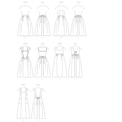 Střih Butterick 5509 historické zástěry (5 variant)
